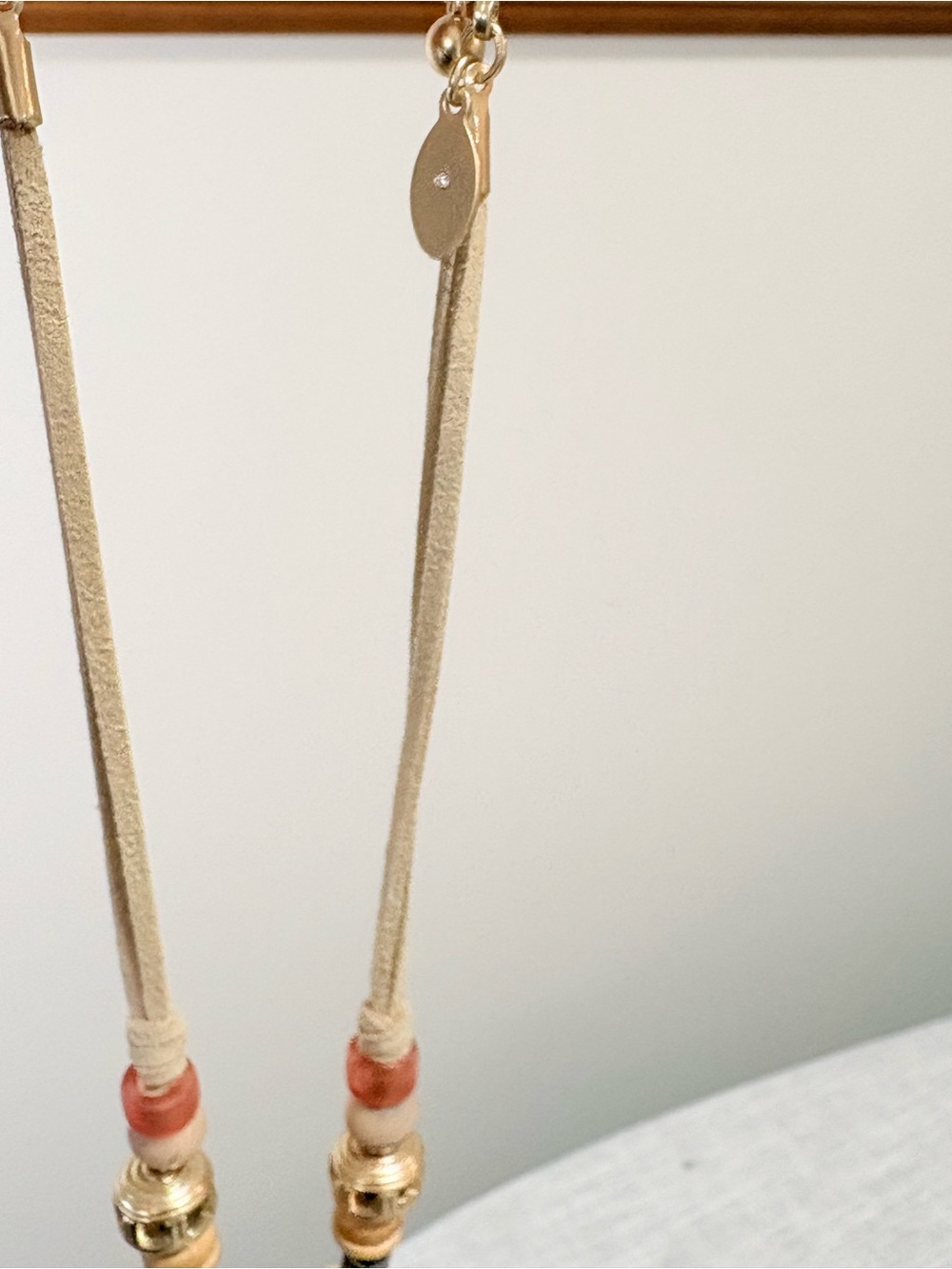 Chico's Coral, Peach and Gold Layered Pendant Necklace - Picture 9 of 9